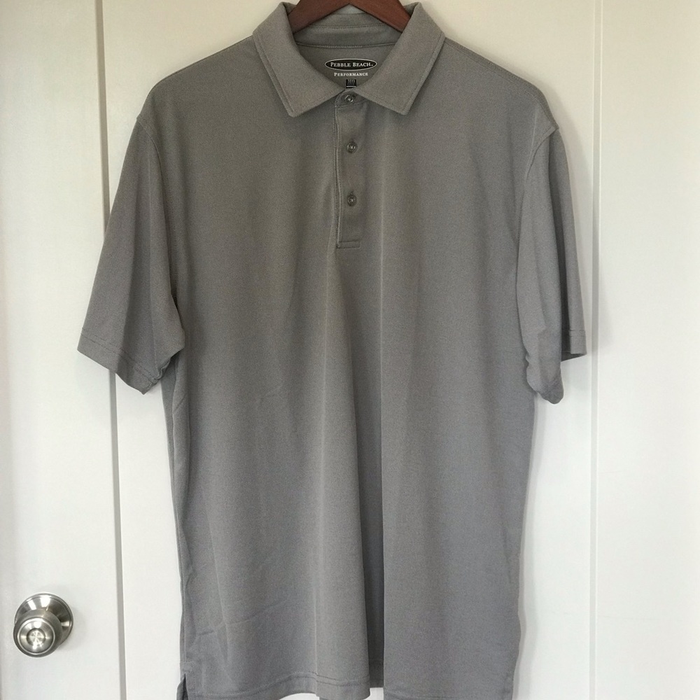 Men’s Short Sleeve Pebble Beach Solid Gray Polo